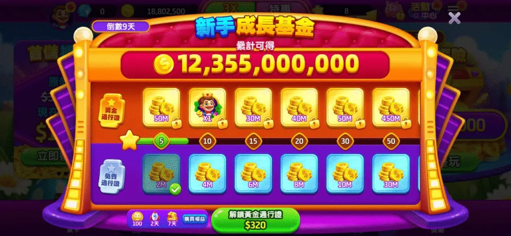 金有錢娛樂城優惠:免費送發財金一千萬,新手首儲大禮包多重送! 2 金有錢娛樂城:新手成長基金,完成任務獲得黃金通行證獎金!